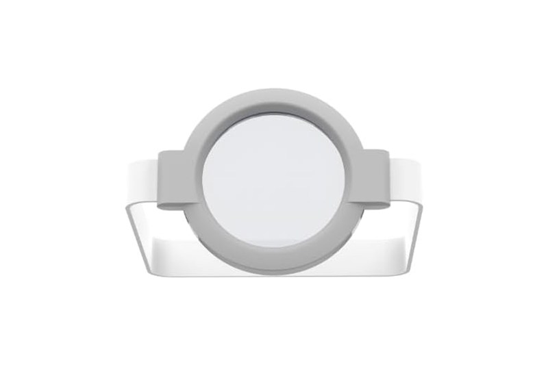 The macro lens: a circular clip-on lens in a grey mount with a white band that clips over the camera body.
